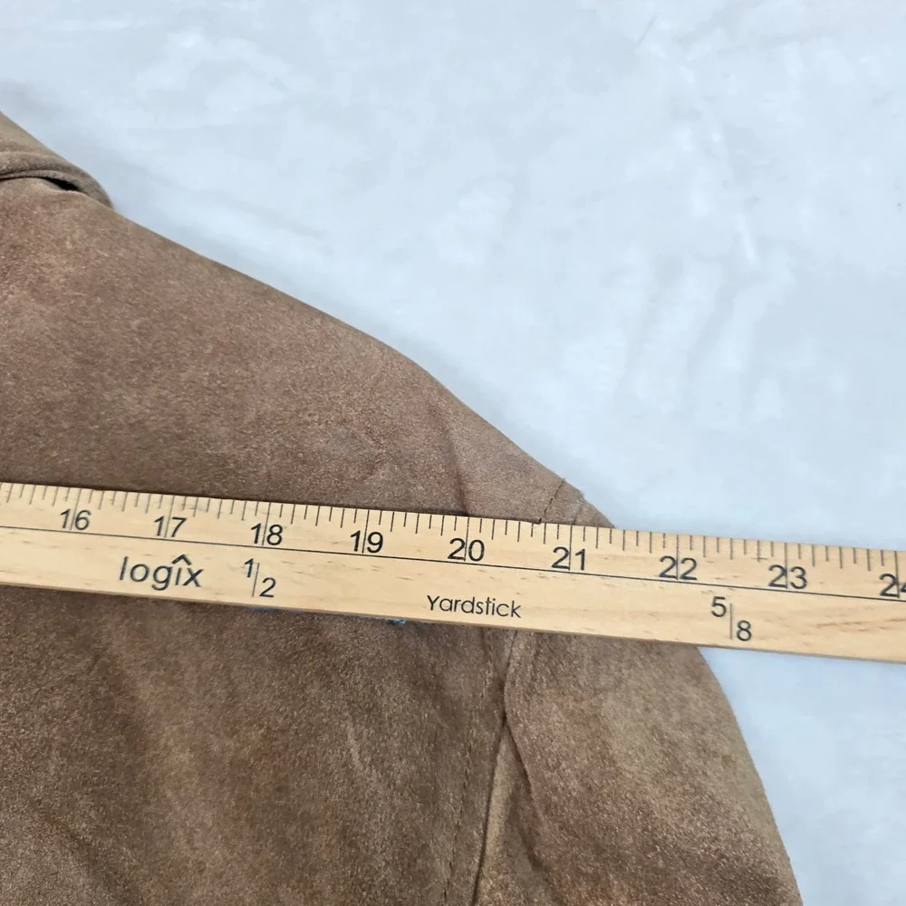Vintage J Crew Suede Leather Jacket‎ Mens Large Tan Brown Button Cowboy 90's Y2K